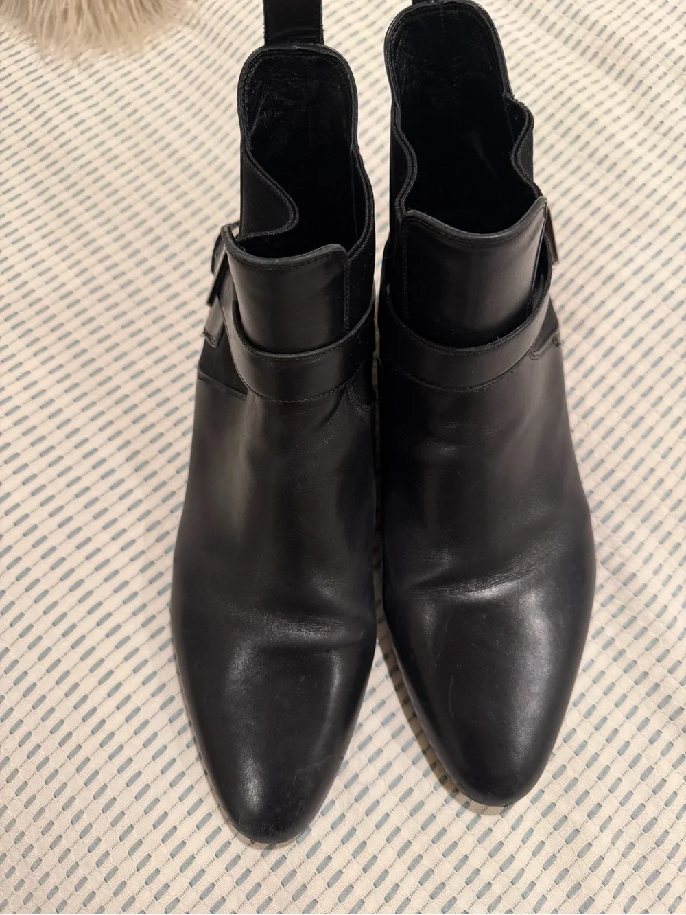 Miu Miu Black Leather Ankle Booties with Side Strap Size 9